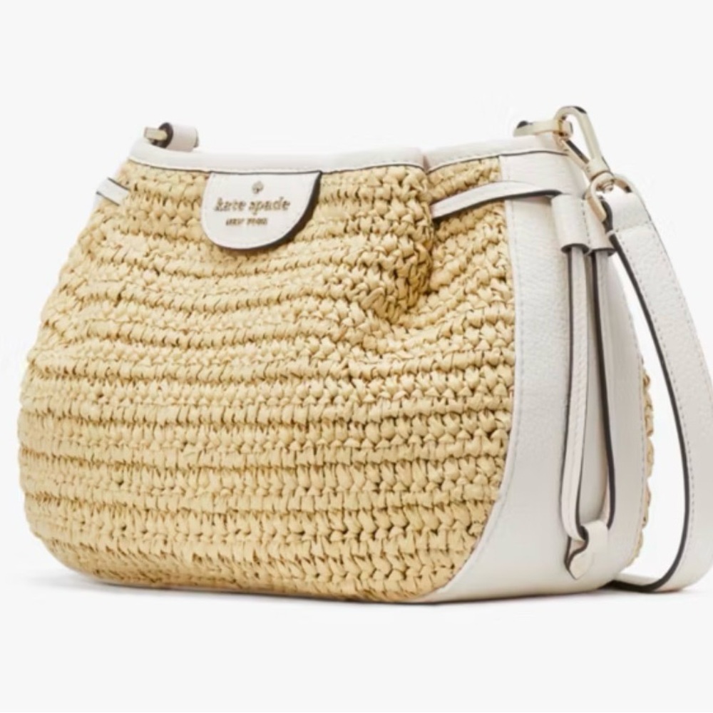 Kate Spade Tan and White Woven Shoulder Bag